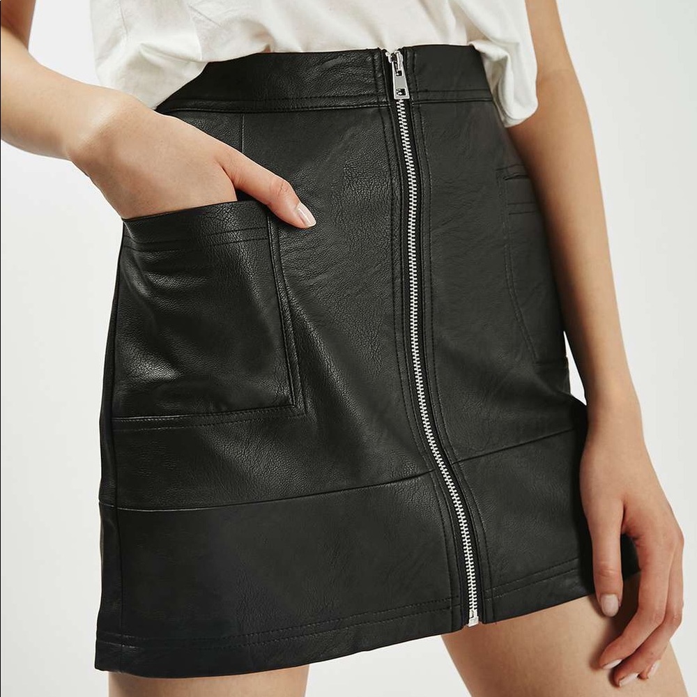 Topshop TALL PU Zip Through Skirt